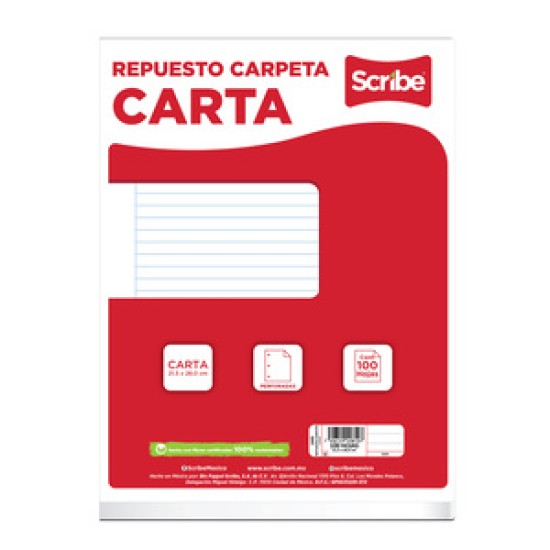 Hojas Rayadas Carta C/100